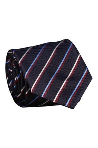 Granatowy krawat z skośne paski 57498 - 385971