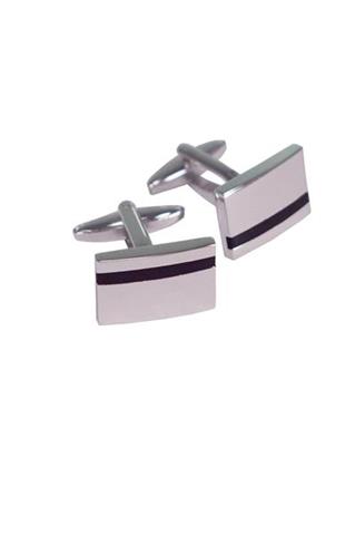 Spinki w srebrnym kolorze z czarnym akcentem 57503 - 386311