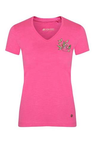 Różowy t-shirt damski V-neck 58758 - 389701