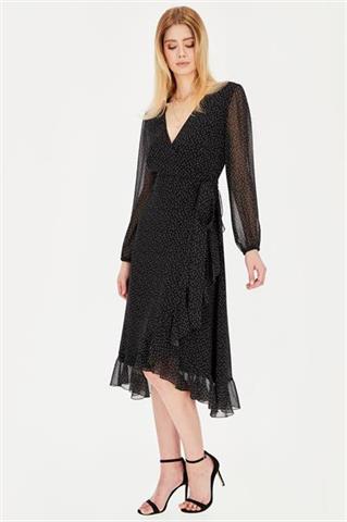Czarna sukienka w kropki 58839 - 391491