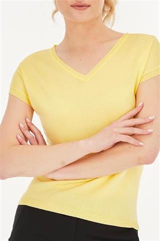 Żółta bluzka damska z dzianiny 58849 - 392211