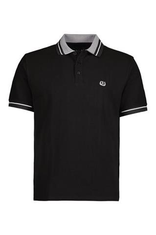 Czarne polo z szarym kołnierzykiem 74032 - 393031