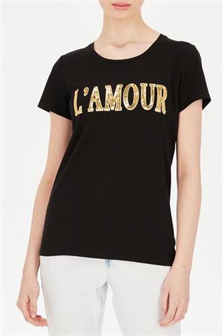 Czarny t-shirt damski z cekinami 58825 - 396551