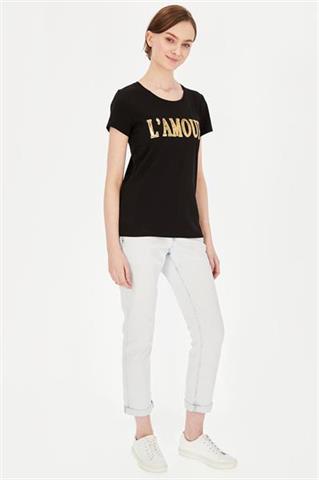 Czarny t-shirt damski z cekinami 58825 - 396561