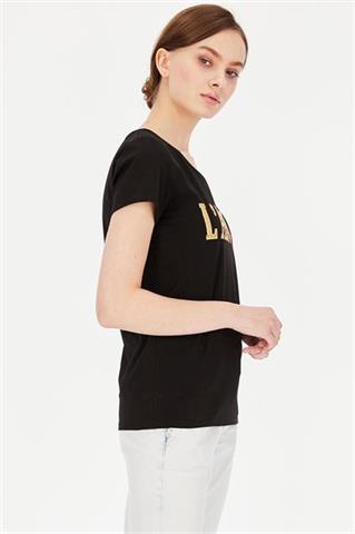Czarny t-shirt damski z cekinami 58825 - 396571