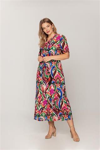 Kolorowa sukienka z falbaną 58866 - 397201
