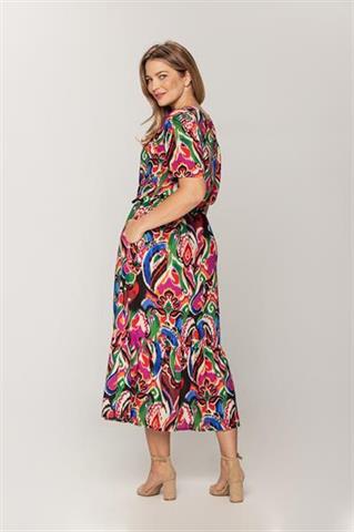 Kolorowa sukienka z falbaną 58866 - 397211