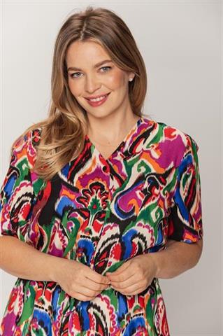 Kolorowa sukienka z falbaną 58866 - 397231