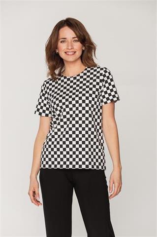T-shirt damski we wzór szachownicy 58867 - 397261