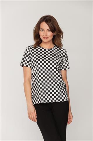 T-shirt damski we wzór szachownicy 58867 - 397281