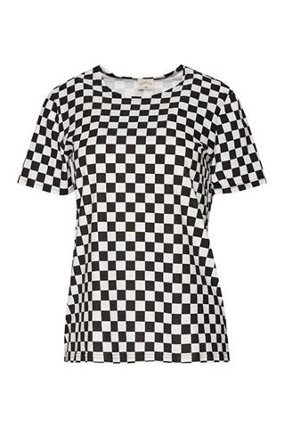 T-shirt damski we wzór szachownicy 58867 - 397311