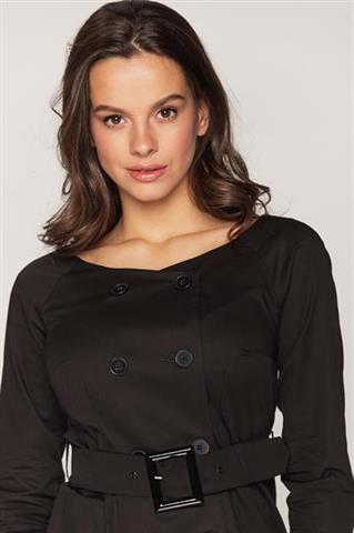 Czarna bluzka z wiązaniem w pasie 58876 - 397841