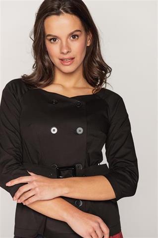 Czarna bluzka z wiązaniem w pasie 58876 - 397851