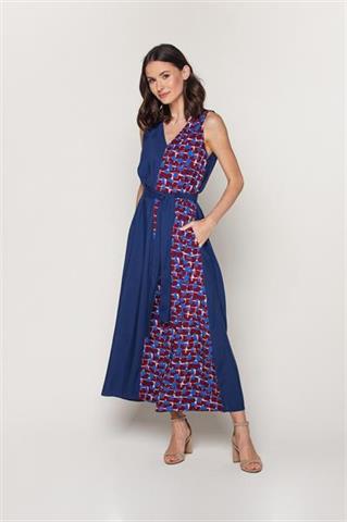 Granatowa sukienka z wzorem 58887 - 398491
