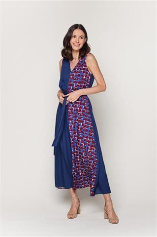 Granatowa sukienka z wzorem 58887 - 398511