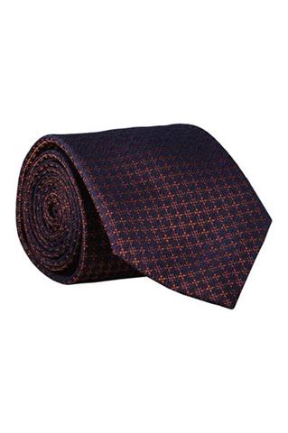 Granatowy krawat we wzory 57522 - 405161