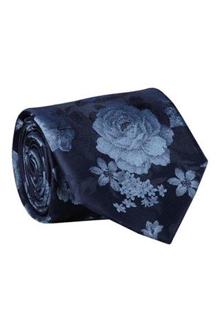Granatowy krawat w kwiaty 57518 - 405801