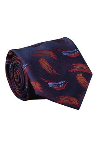Granatowy krawat we wzory 57513 - 406211