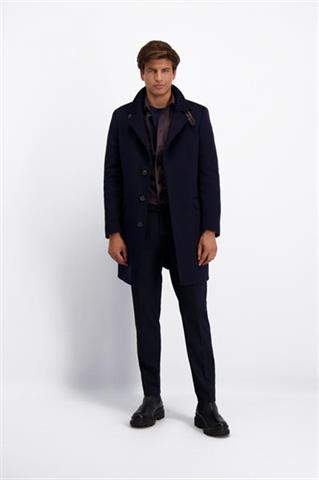 Granatowy płaszcz z wełny 29863 - 409301