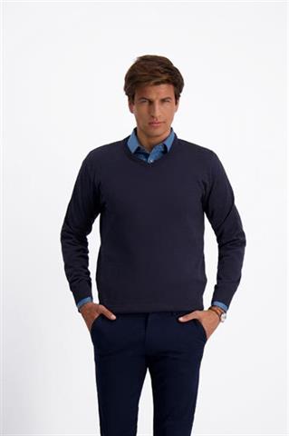 Granatowy sweter v-neck 74046 - 410211