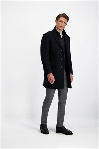 Granatowy płaszcz z wełną 29877 - 430551