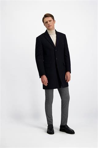 Granatowy płaszcz z wełną 29877 - 430581