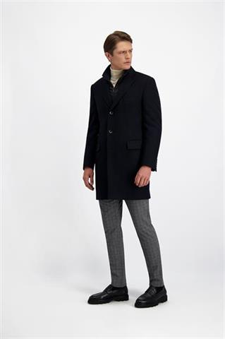 Granatowy płaszcz z wełną 29877 - 430591