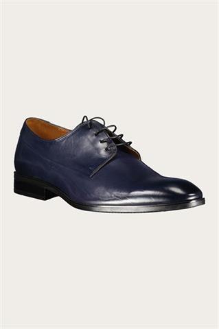 Granatowe buty męskie ze skóry naturalnej o wysokim połysku 75143 - 441011