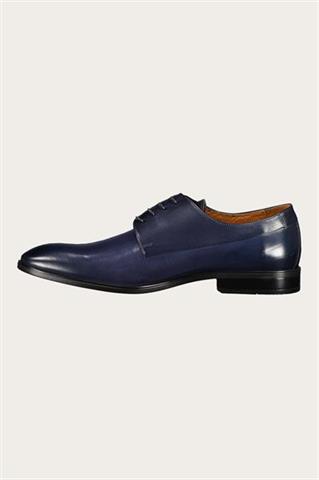 Granatowe buty męskie ze skóry naturalnej o wysokim połysku 75143 - 441031