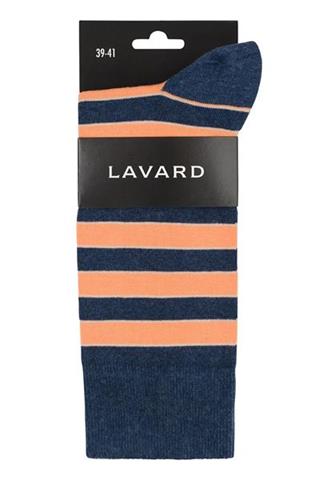 Granatowe skarpety w pomarańczowe pasy 73075 - 44701