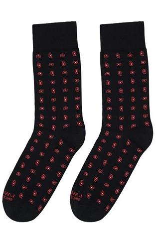 Granatowe skarpety w czerwone wzory 73077 - 44771