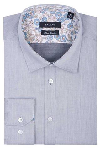 Szara koszula męska z kwiatowym wykończeniem 92892 - 4721