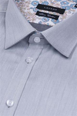 Szara koszula męska z kwiatowym wykończeniem 92892 - 4761