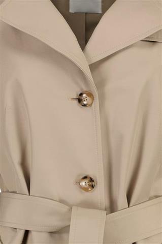 Kamelowy płaszcz damski z bawełną 86815 - 504031