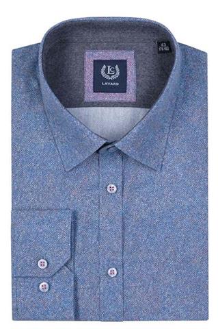 Niebieska koszula męska we wzory 92992 - 5471