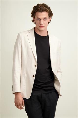 Jednorzędowa marynarka męska z lnem i bawełną 46440 - 577821