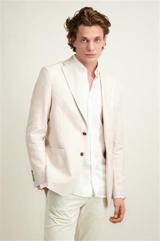 Jednorzędowa marynarka męska z lnem i bawełną 46440 - 577861