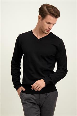 Czarny męski sweter v-neck 74267 - 596011