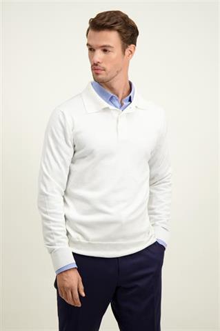 Męskie polo ecru z wełny merino 74274 - 596171