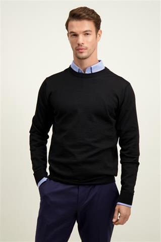 Czarny męski sweter round neck 74285 - 596411