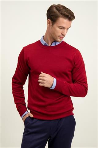 Bordowy męski sweter round neck 74288 - 596501