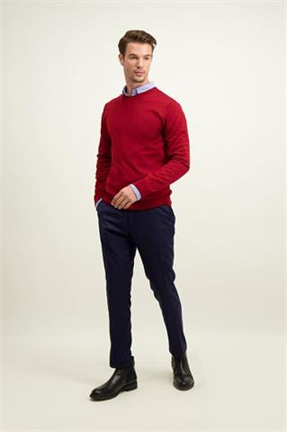 Bordowy męski sweter round neck 74288 - 596511