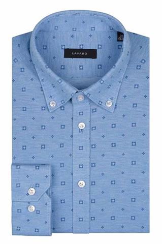 Niebieska koszula we wzory 93054 - 59751