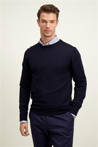 Granatowy męski sweter round neck 74284 - 599451