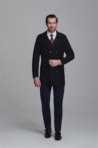 Czarny płaszcz dwurzędowy męski Timo 2 Lugo 13102 - 61631