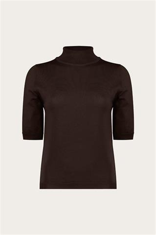 Brązowy półgolf damski z wełny merino 87443 - 630901