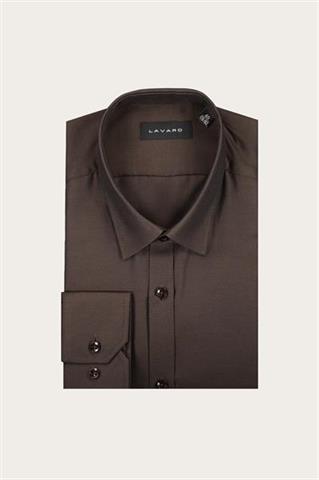 Elegancka brązowa koszula męska slim 93565 - 631701