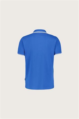 Niebieskie polo męskie z białymi elementami 74127 - 632061
