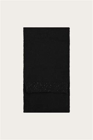 Czarny szal damski z wełną merino 87477 - 633671