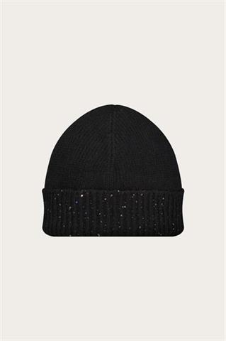 Czarna czapka damska z wełną merino 87478 - 633691